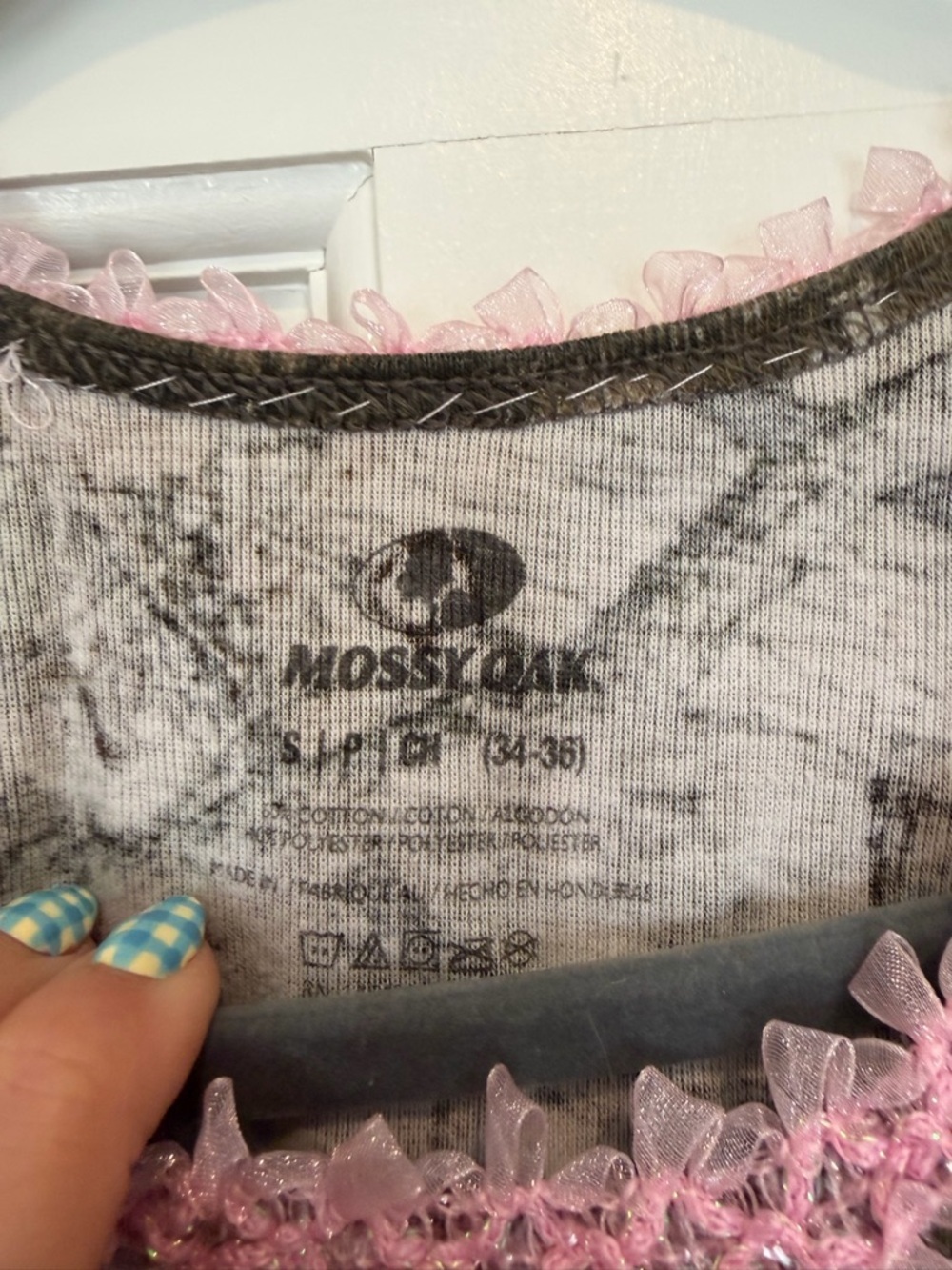 Mossy Oak Upcycled One of Kind Camo Tank Top with Pink Trim - Picture 2 of 4